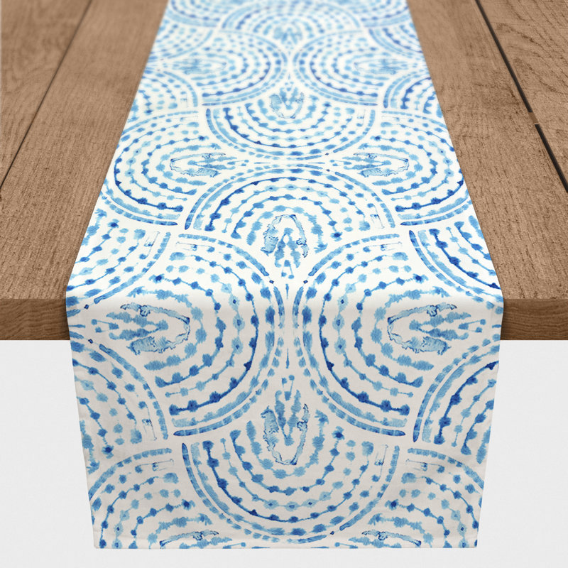 Chemin de table rectangulaire en polyester festonné, L 90 po x l 16 po
