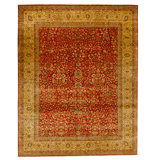 Hand Knotted Wool Area Rug in Rust And Gold
