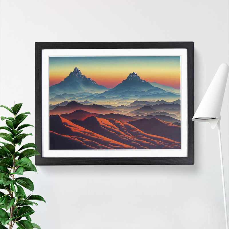 Mountain Sunset - Single Picture Frame Print, Black Framed, 46cm H x 64cm W x 2cm D