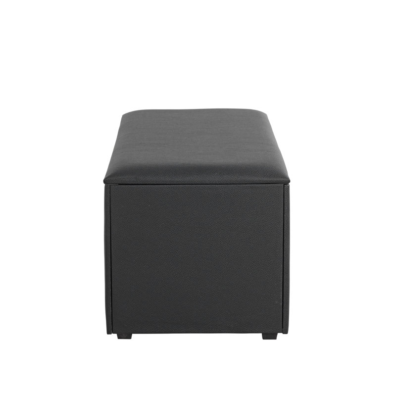 Krystof 65cm W Rectangle Footstool with Storage, Black