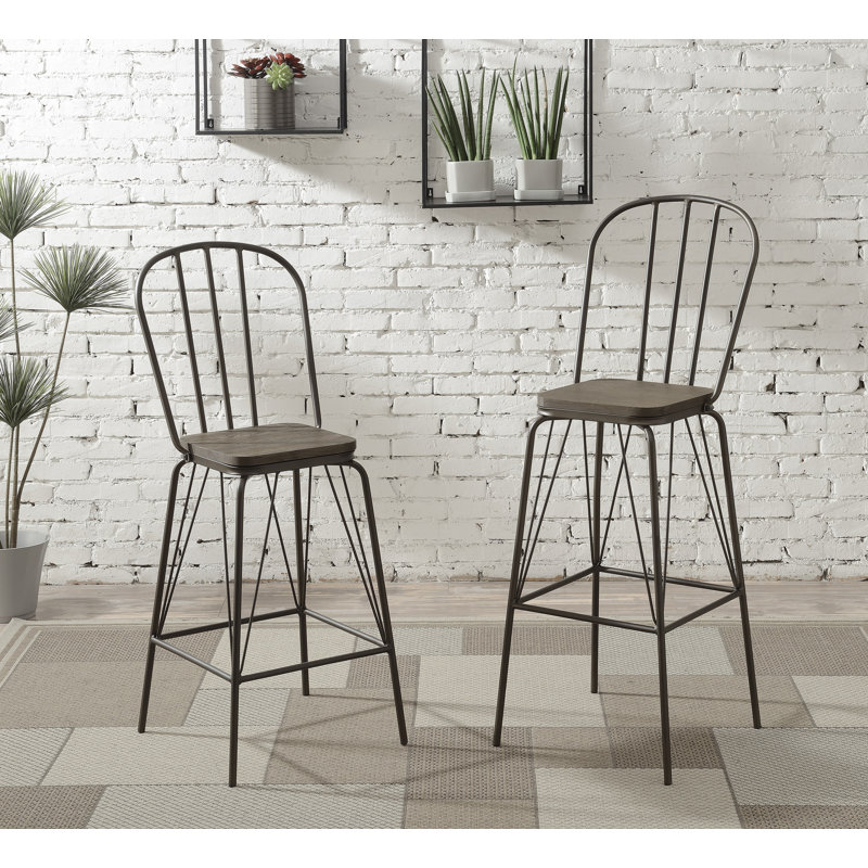 Tabouret de bar et de comptoir Hardnett, Gris, Tabouret de comptoir (siège d'une hauteur de 26 p
