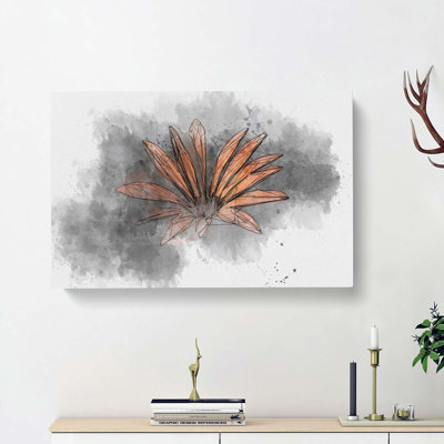 Orange Flower In Bloom In Abstract - Wrapped Canvas Painting
