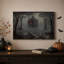 Art mural sur toile, "Dark victorian house" avec fenêtres rouges en brouillard d'Halloween-924513761