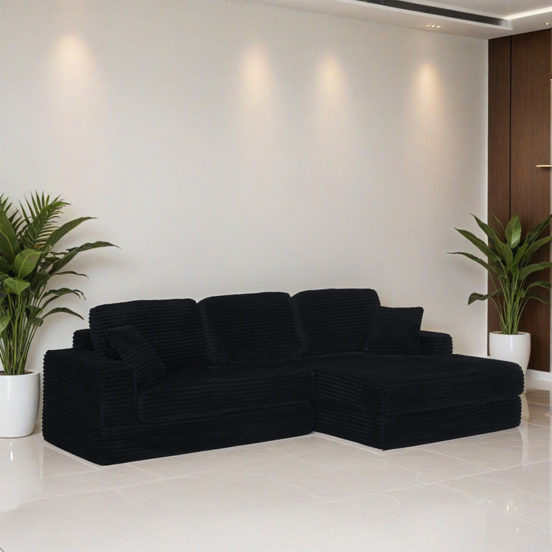 Canapé-lit modulaire 2 pièces pour salon, Polyester noir
