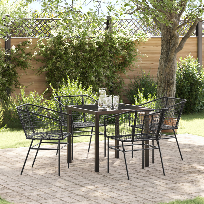 4 - Person Patio Dining Set with, 73cm H x 80cm W x 73cm D, Black