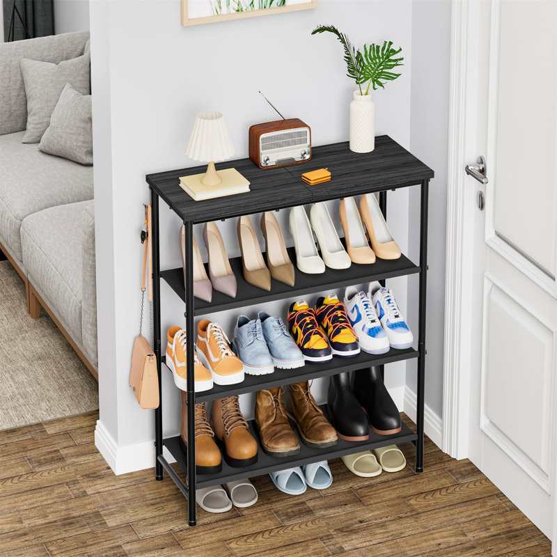 16 Pair Shoe Rack, Black