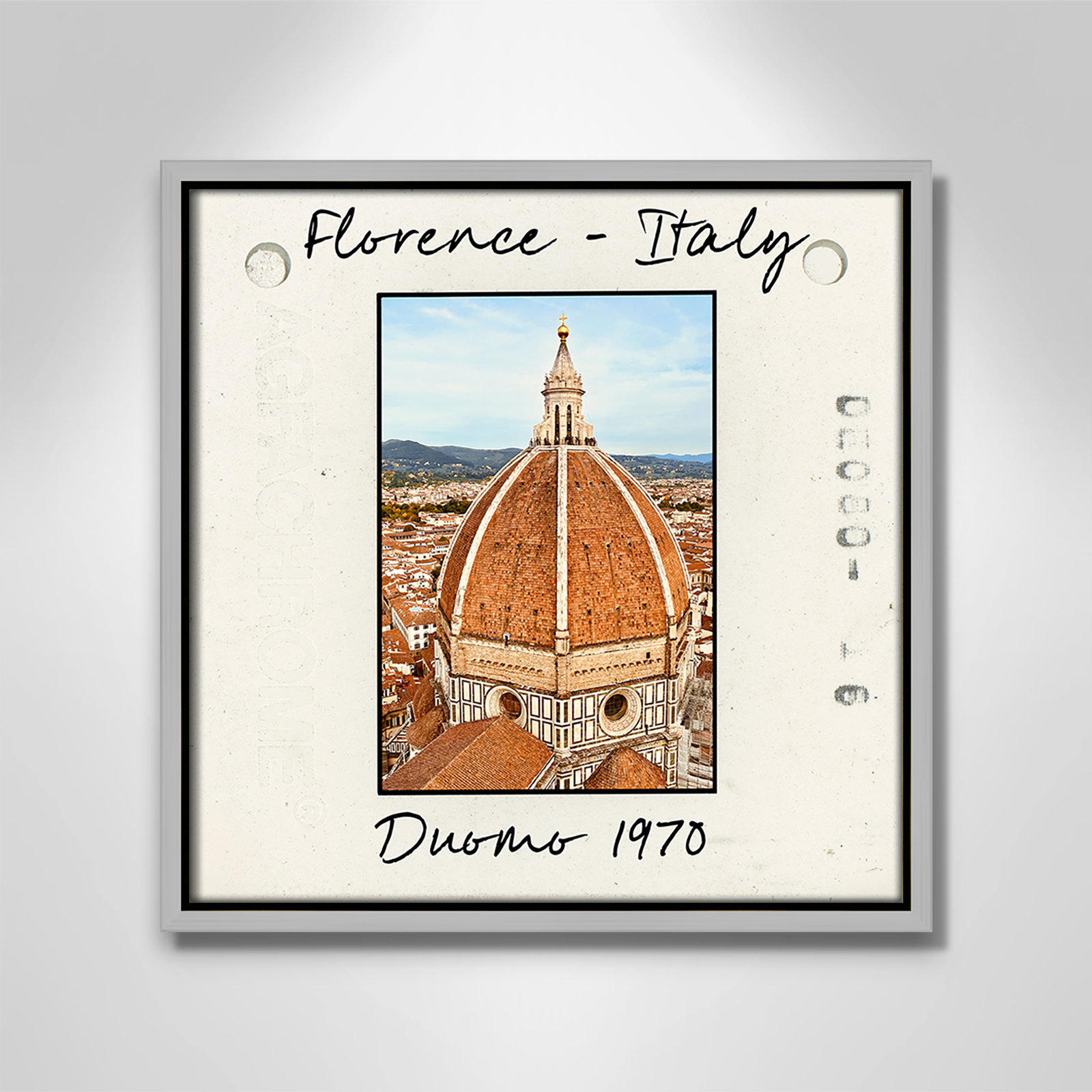 Florence Italy - Duomo Print by Susan Jill, 13.5" H x 13.5" W x 2" D, Silver Floater Framed Canvas