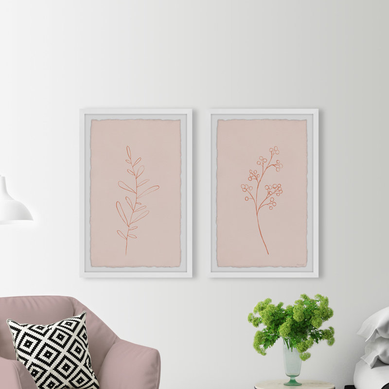 Saldivar Round Leaves by Marmont Hill - 2 Piece Single Picture Frame Print, 45cm H x 91cm W