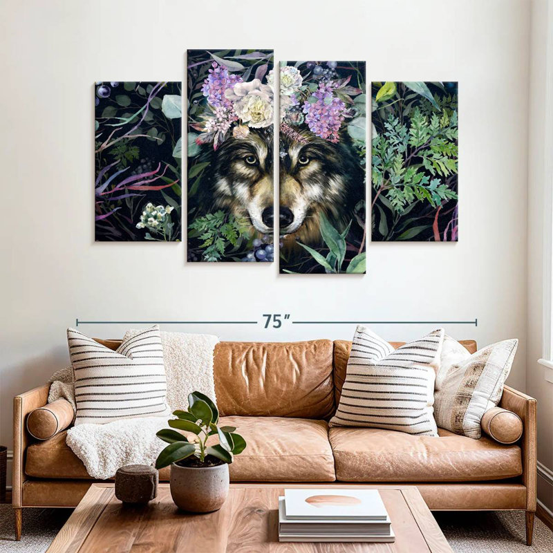 Couronne florale de loup Brampt, H 42 po x l 68 po