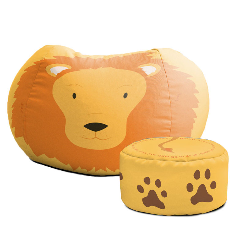 Printed Animal Medium Beanbag And Footstool Bundle
