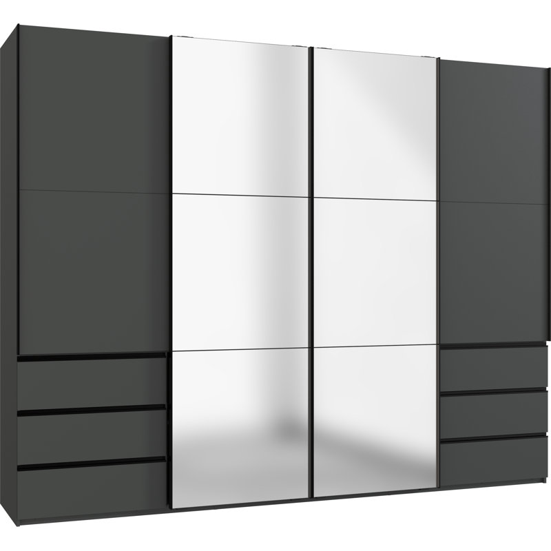 Guardino 4 Door Wardrobe, 236cm H x 300cm W x 65cm D, Graphite