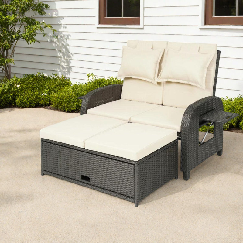 Convertible Patio Sofas, Steel Rattan Design, Modern Style For Outdoor