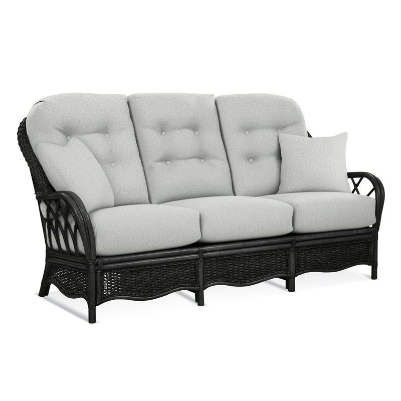 Everglade Upholstered 76'' Sofa, Black, Elite Dove Linen