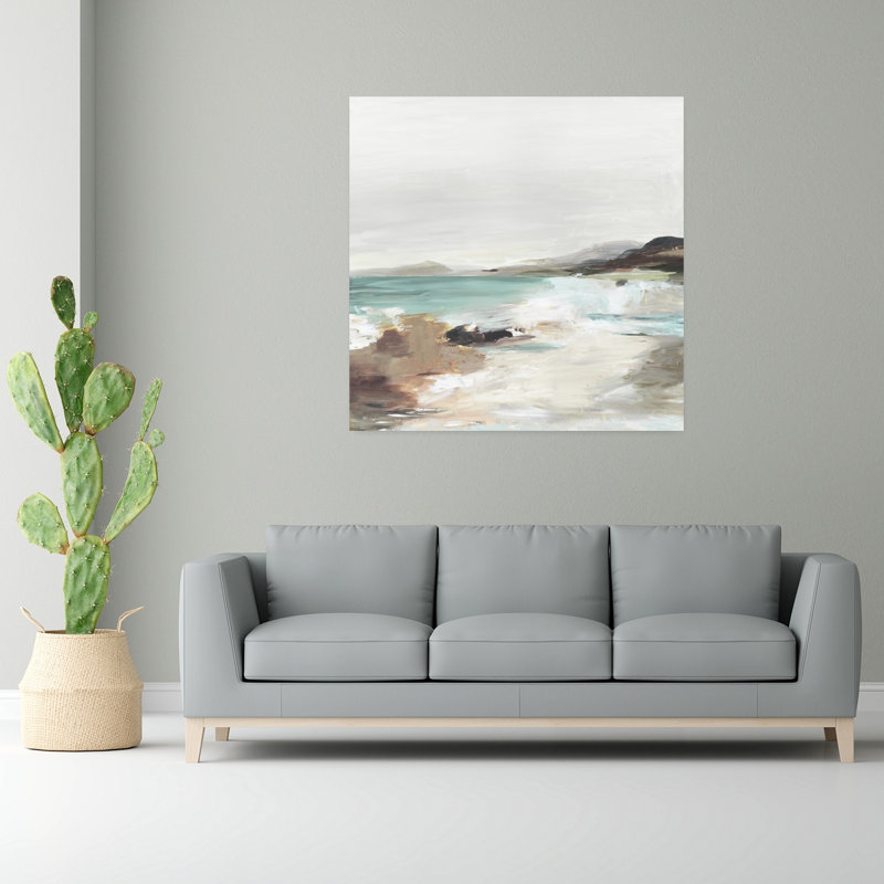 «Coastal Serenity Under Grey Skies», art mural côtier, H 48 po x l 48 po