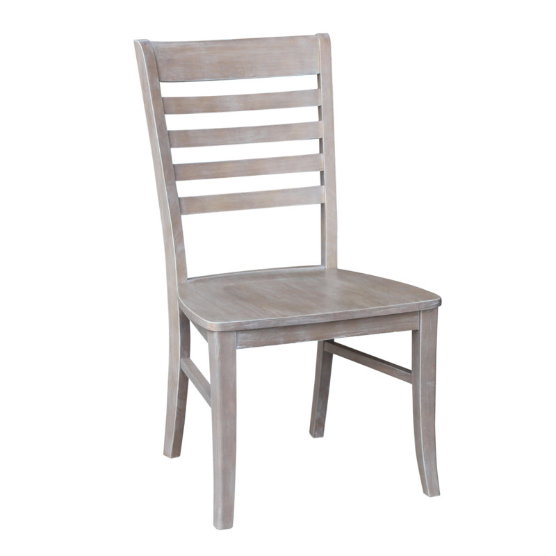 Sardinia Solid Wood Ladder Back Side Chair, Washed Gray Taupe