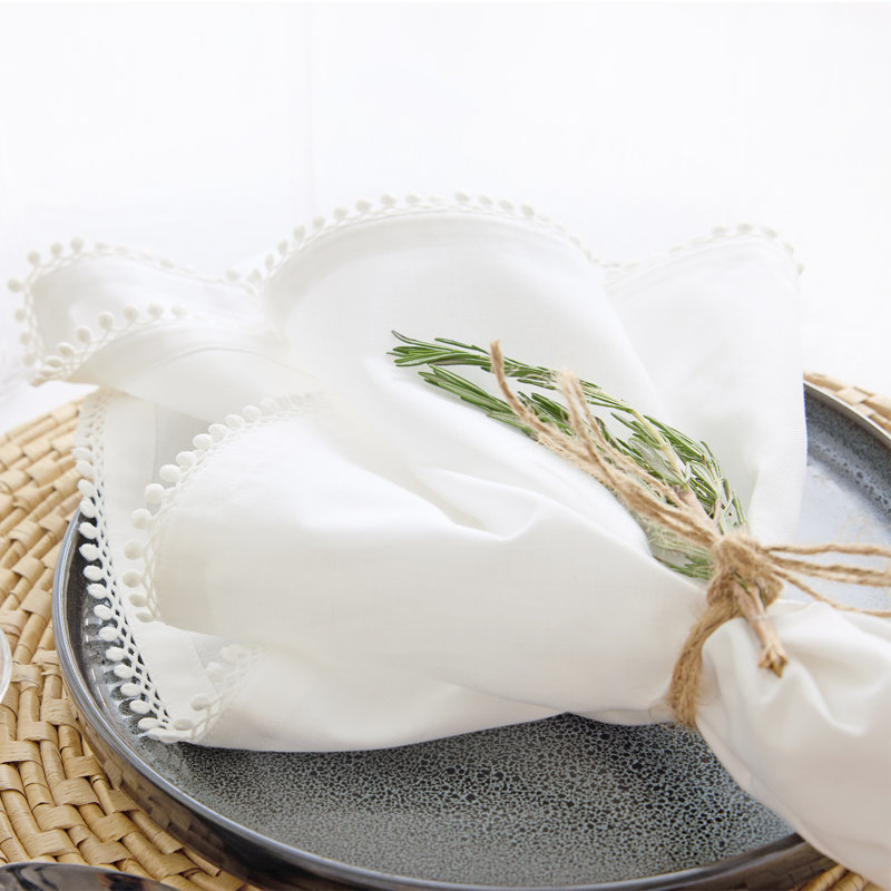 Maddie - Cotton Linen Dinner Napkins, White