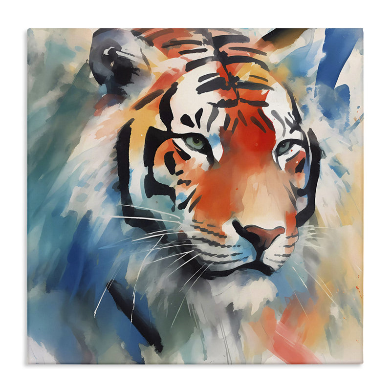 Art mural sur toile "Bold Modern tiger" par Walker Noble, H 17 po x l 17 po