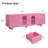 Modern Cute TV Stand With Solid Wood Ball Legs, 4 Drawers & Arched Doors, And Adjustable Shelves, Rounded Edges For Kids-Friendly Homes-1265095625