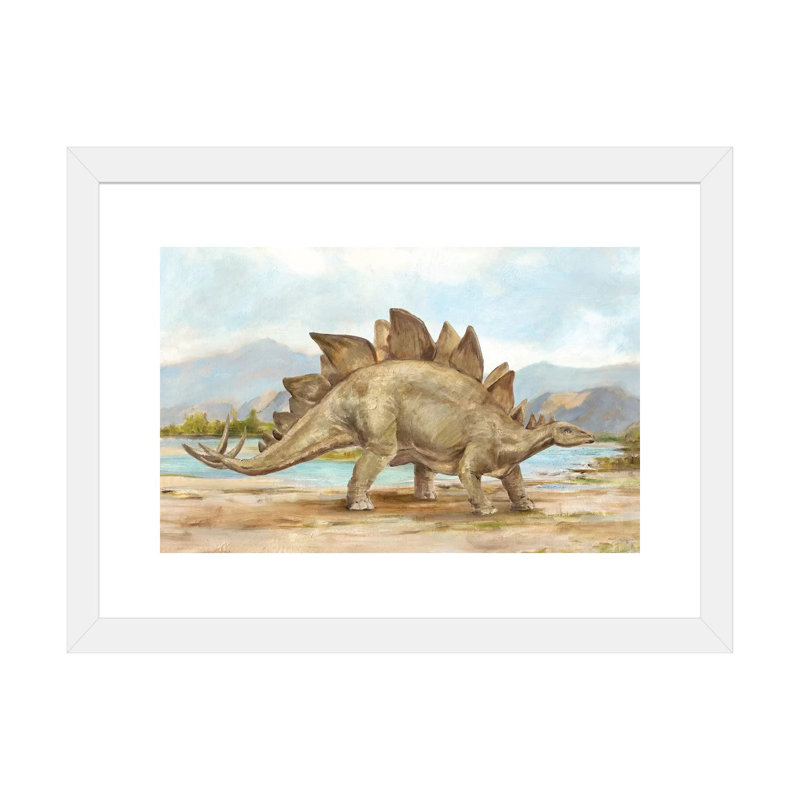 «Dinosaur Illustration I» par Ethan Harper - reproduction, H 16 po x l 24 po x P 1 po, Toile blanche encadrée, Blanc