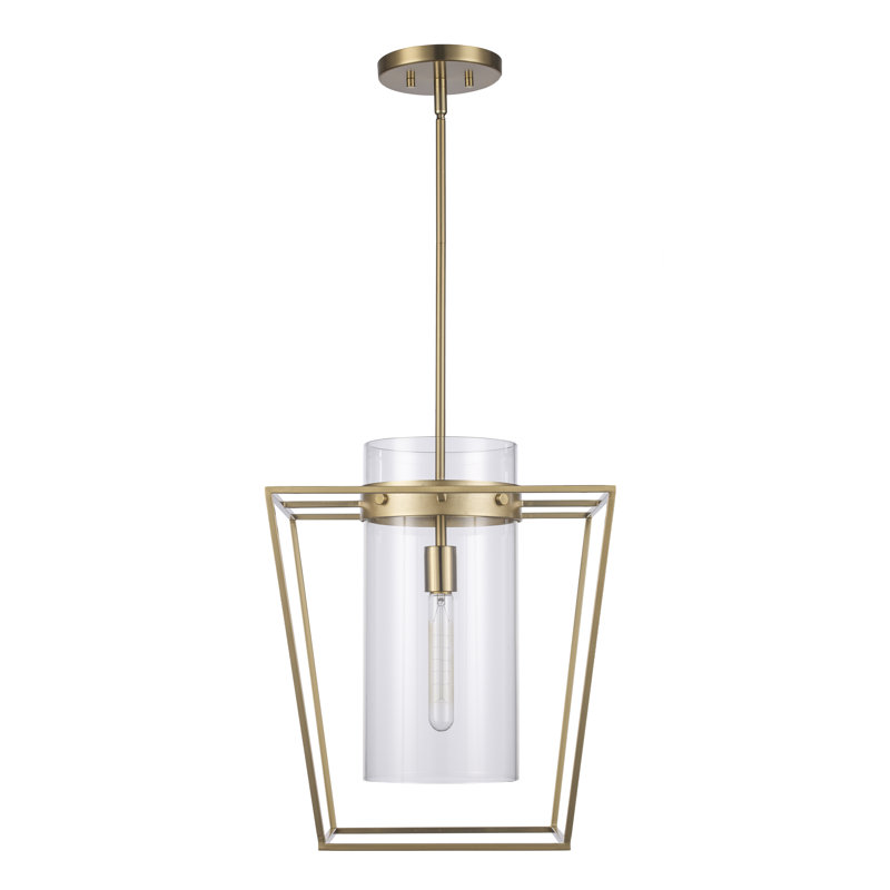 Mini-luminaire suspendu simple 1 lumière Nova, Or antique, H 53,8 po x l 15 po x P 15 po