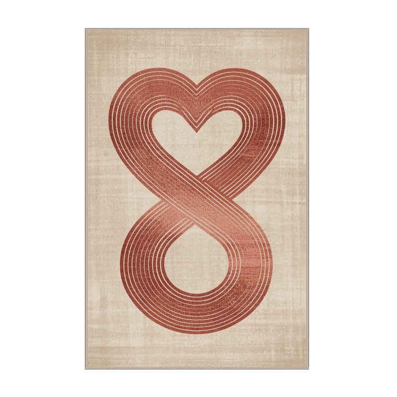 Soft Plush Estrada Valentines Modern & Contemporary Abstract Area Rug in Beige – Beige Binding, 2x3