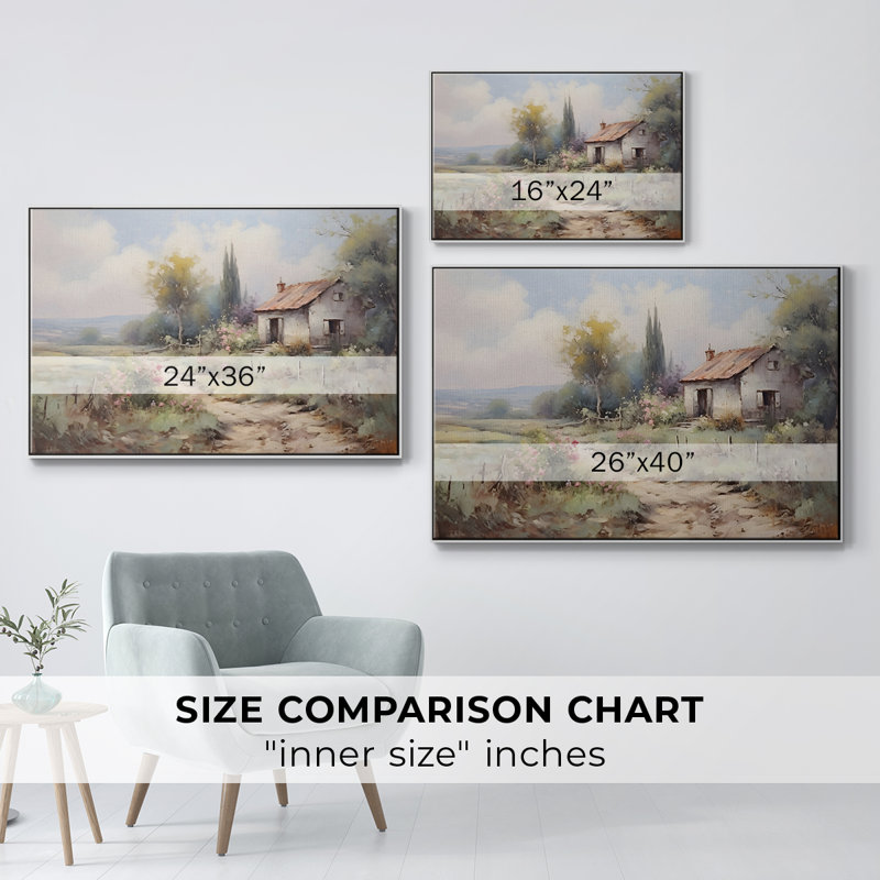 "Vintage Landscape - DLLXV" sur toile, H 25 po x l 37 po x P 2 po, Cadre flottant blanc