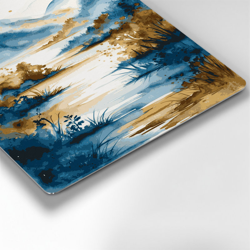 Aquarelle, paysage, 4, art mural en métal beige, H 20 po x l 16 po