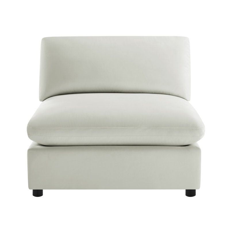 Caylie Armless Slipper Chair  Ivory, Ivory, 35.07" H x 40.07" W x 40.07" D