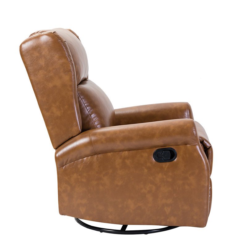Allan Faux Leather Swivel Rocker Manual Recliner, Camel