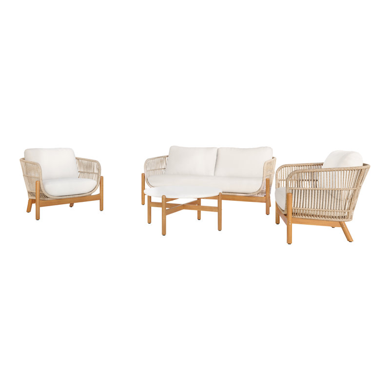 Ensemble de patio 4 pièces Lyal - causeuse, 2 chaises, table basse