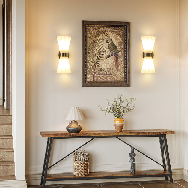 2-Light Gold Glass Wall Sconce, Gold