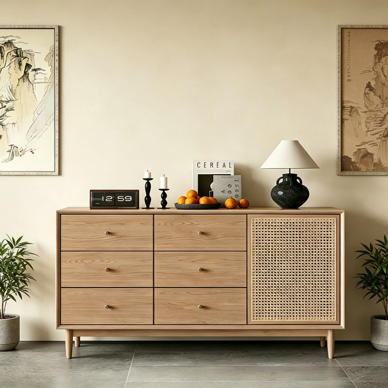 Buffet luxueux rétro de style chinois, 35.4" H x 55.1" W x 15.7" D