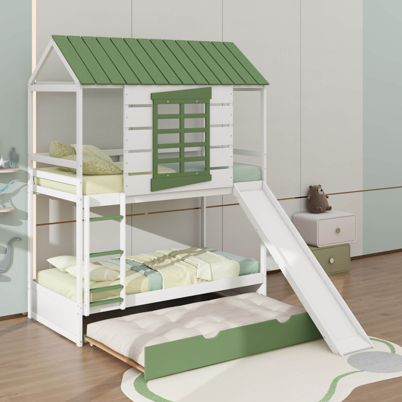 Lit superposé simple au-dessus de simple avec glissière convertible et lit gigogne