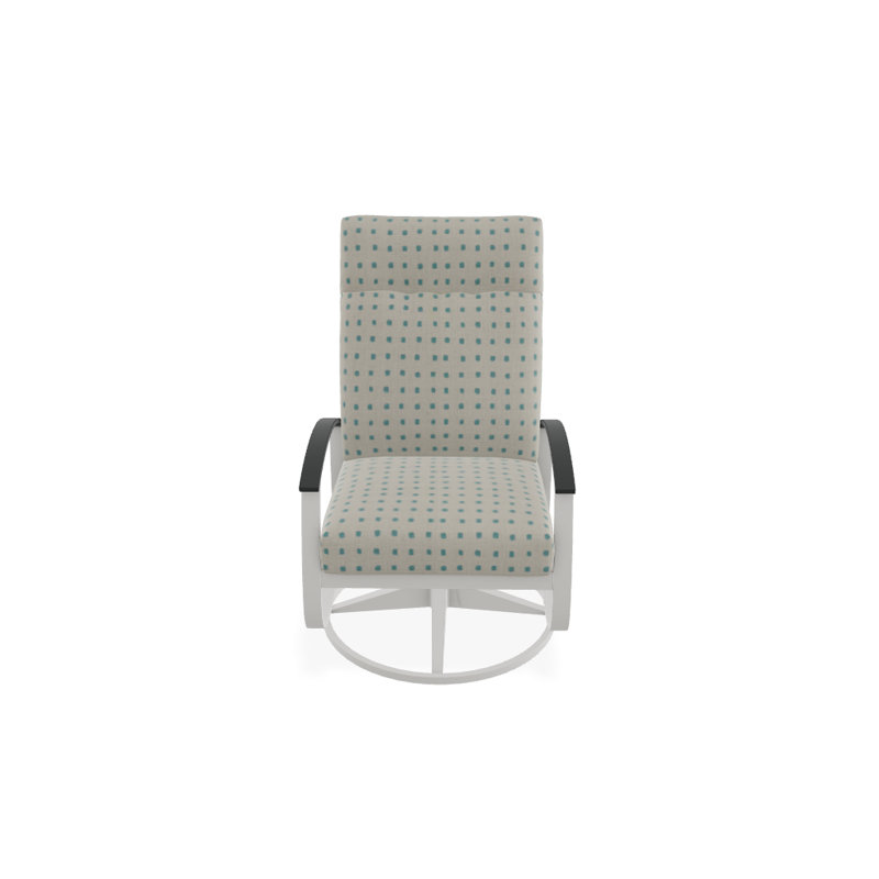 Belle Isle Outdoor Rocker Chair, Blue/White Stripe, Classic Graphite P30, Textured Snow