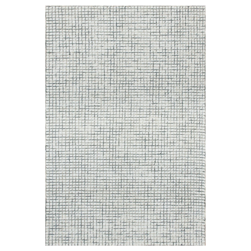 Mccurry Hand-Hooked Wool Area Rug, Rectangle 4' x 6', Ivory/Gray
