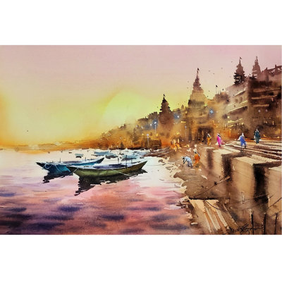 La peinture de Varanasi | Aquarelle sur papier | Décoration murale
