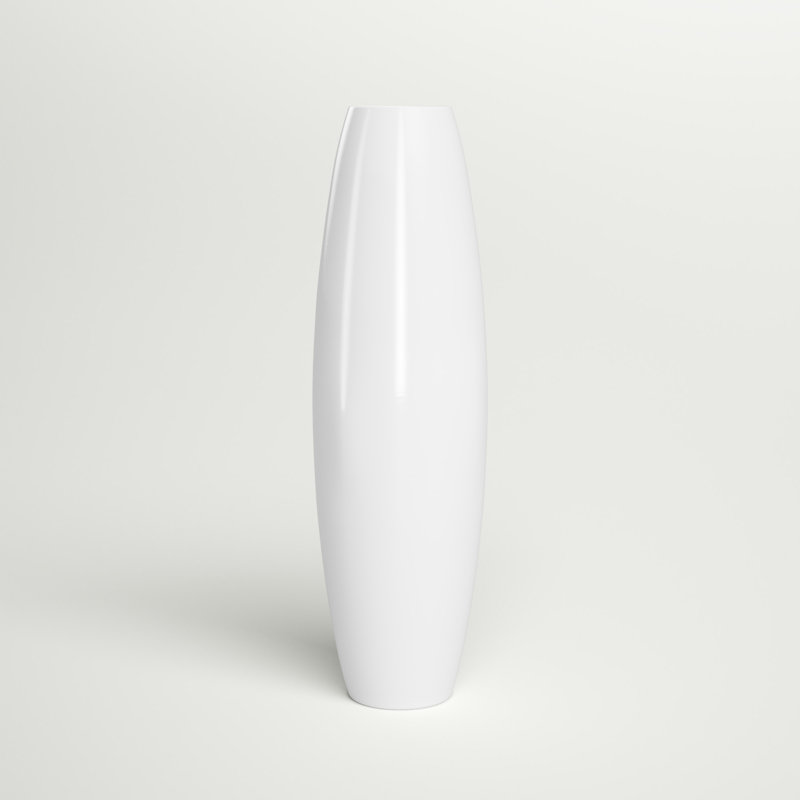 Vase de plancher en bois Mendez, H 36 po x l 11 po x P 11 po, Blanc