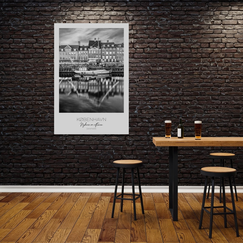 «Nyhavn Evening Abstract Contemporary City Architecture», reproduction d'art murale, H 60 po x l 40 po