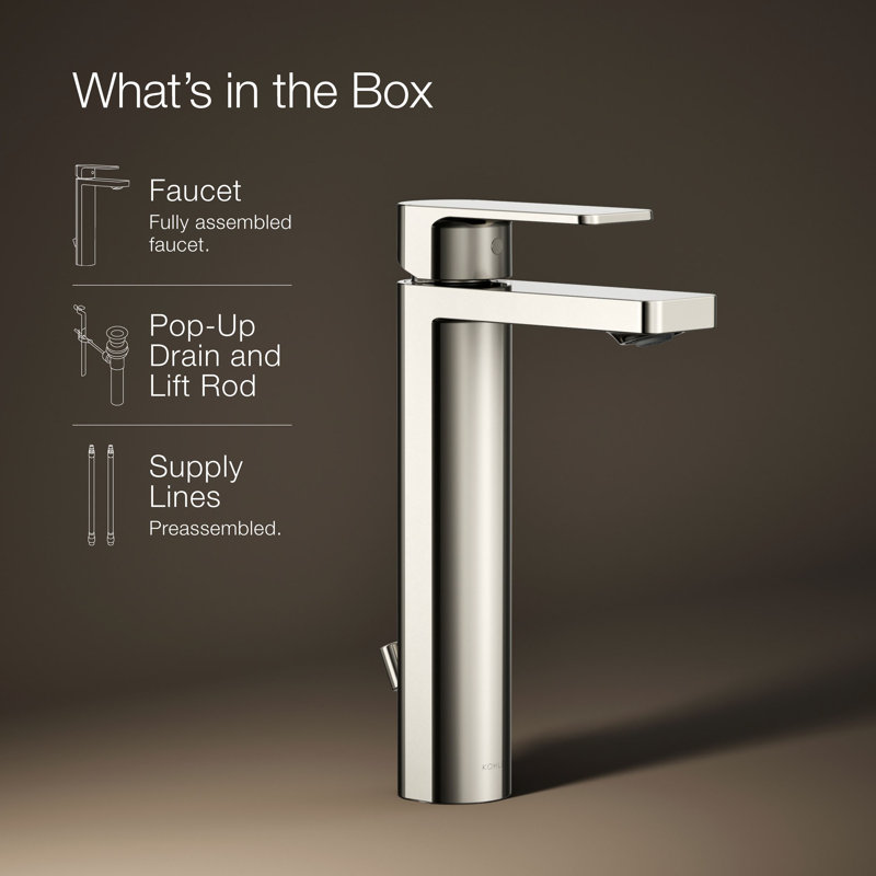 Parallel™ Tall Single-Handle Bathroom Sink Faucet, Single-Hole Faucet with Pop-Up Drain, 1.2 GPM, Polished Chrome, 1.2