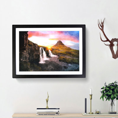 Kirkjufell Waterfalls and Mountain - Picture Frame Painting Print
