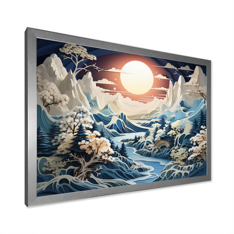 Berga Glacier Arctic Whispers II - impression, Cadre simple argenté, H 16 po x l 32 po x P 1 po