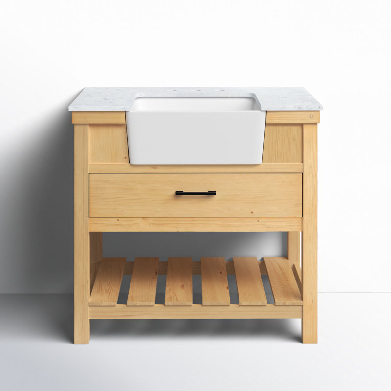 Ensemble de meuble-lavabo simple 36 po Booneville, Bois naturel