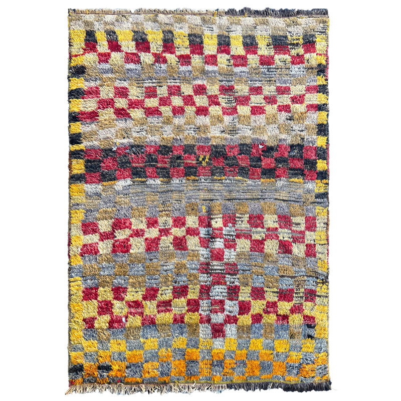 Tapis turc antique à motif damier
