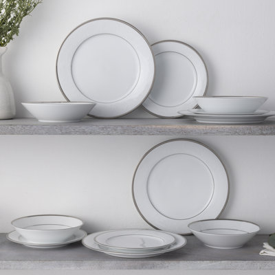 Noritake Regina Platinum 12-Piece Dinnrware Set, Service For 4