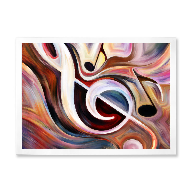 Reproduction de musique sur toile, symbole musical de clé de sol, H 34 po x l 44 po, Cadre photo blanc