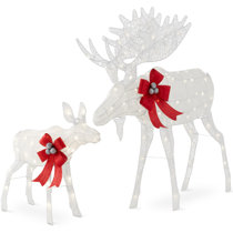 3-Piece Iridescent Reindeer Family - Lighted Deer Set - 210 Lights 52 Buck 44 Doe 28 Fawn - Large Deer Family for Indoor or Outdoor Christmas