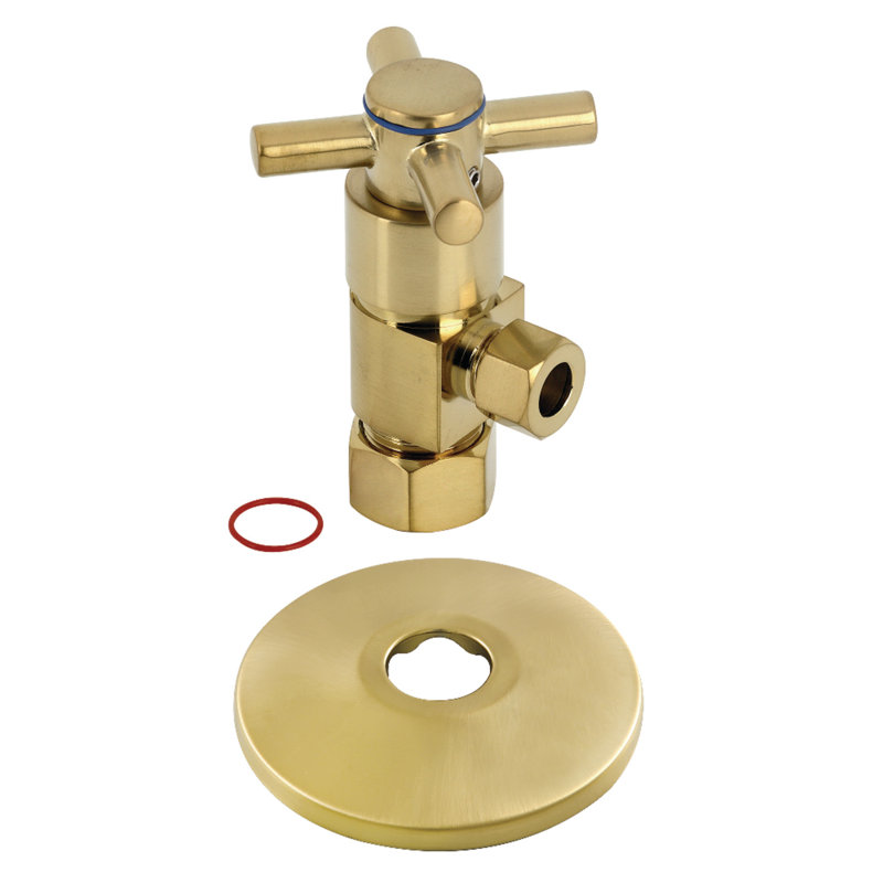 Kingston Brass 5/8-Inch OD Comp x 3/8-Inch OD Comp Anti-Seize Deluxe Quarter-Turn Ceramic Hardisc Cartridge Angle Stop with Flange