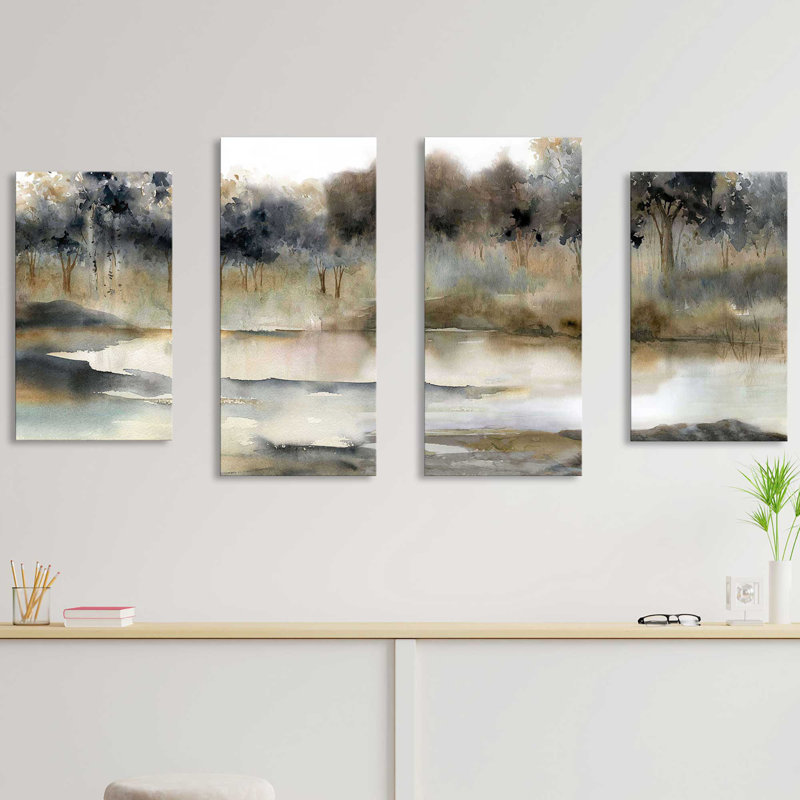 «Serene River» par Carol Robinson, reproduction sur toile flottante 3 pièces, H 30 po x l 56 po x P 1 po