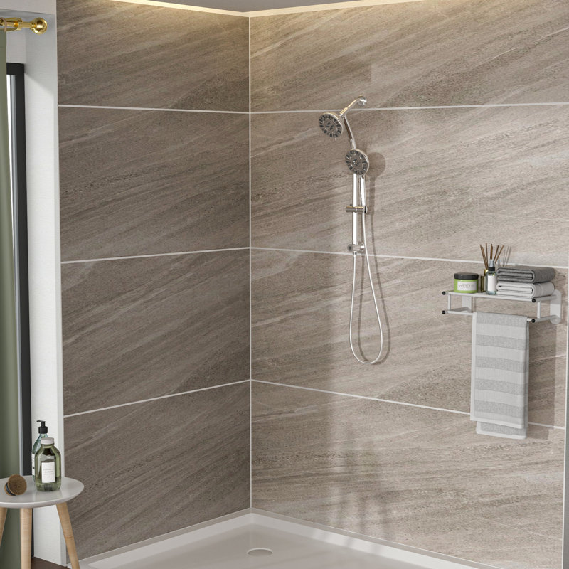 Dual Shower Head System, , 7 Hand Shower, 59" Hose, Adjustable Angle Holder Wall Mounted With 7 Modes, Finish, Slide Bar & Special