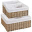 Panier en osier, panier de rangement en osier de mer avec poignées intégrées, paniers de rangement, grands paniers de rangement de 15 po pour tablettes avec rangement pour salle de bain (ensemble de 3 paniers en ruppie maritime)